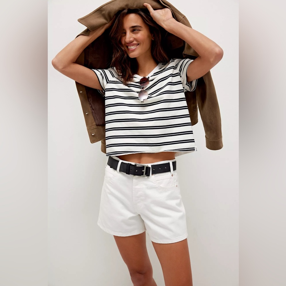 Free People Tippi Denim Shorts in Fortune/White